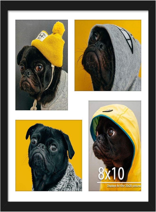 DUENPY 20x20 Collage Picture Frame 8x10 Picture Frame Collage Displays Four 8x10 inch Photos Available Horizontal Wall Mounting Display and Vertical Black - Image 1